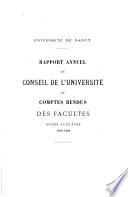 Rapport annuel du Conseil de l'université et comptes rendus des facultés