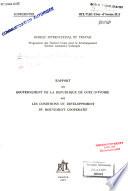 Rapport au gouvernement de la République de Côte-d'Ivoire sur les conditions du développement du mouvement coopératif