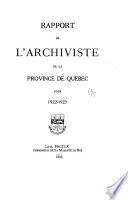 Rapport de l'archiviste de la province de Quebec ...
