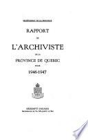 Rapport de l'archiviste de la province de Quebec ...