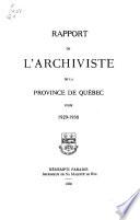 Rapport de l'archiviste de la province de Quebec ...