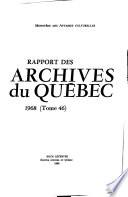 Rapport de l'archiviste de la province de Quebec ...