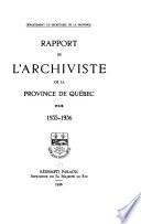 Rapport de l'archiviste de la province de Quebec ...