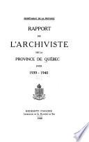 Rapport de l'archiviste de la province de Quebec ...