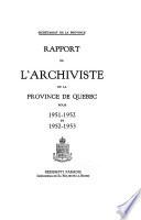 Rapport de l'archiviste de la province de Québec
