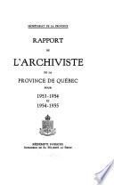 Rapport de l'archiviste de la province de Québec