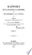 Rapport De La Nature A L'Homme et De L'Homme A La Nature ou Essai