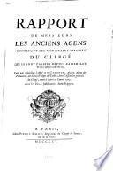 Rapport de messieurs les anciens agens