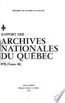Rapport des Archives nationales du Québec