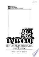 Rapport des Archives nationales du Québec