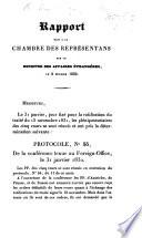 Rapport fait à la Chambre des Réprésentans par le Ministre des affaires étrangères (F. A. de M.) le 2 Février, 1832