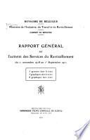 Rapport général sur l'activité des services du ravitaillement du 11 novembre 1918 au 1er septembre 1921
