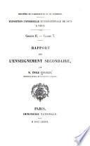 Rapport sur l'enseignement secondaire