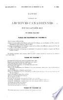 Rapport sur les Archives du Canada