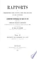 Rapports des membres des jurys, des délégués