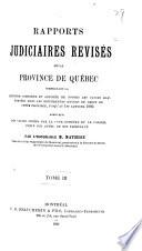 Rapports judiciaires revises de la Province de Quebec ...