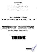 Recensement général de la population et de l'habitat de 1988: Thiès