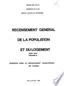 Recensement general de la population et du logement, août 1971: Resultats pour le departement traditionnel de lʹOuest