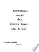 Recensements annotés de la Nouvelle-France, 1666 & 1667