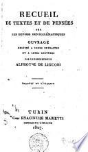 Receuil de textes et de pensées sur les devoirs des écclésiastiques