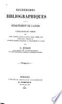 Recherches bibliographiques sur le département de l'Aisne
