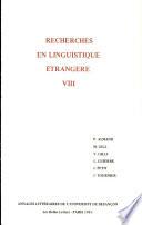 Recherches en linguistique étrangère