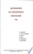 Recherches en linguistique étrangère