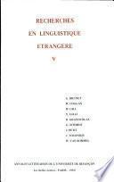 Recherches en linguistique étrangère