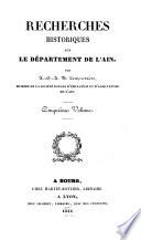 Recherches historique sur le département de l'Ain