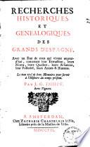 Recherches historiques et généalogiques des grands d'Espagne