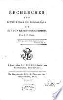 Recherches sur l'existence du frigerique