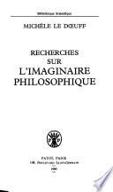 Recherches sur l'imaginaire philosophique