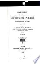 Recherches sur l'instruction publique dans le diocèse de Rouen avant 1789