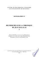 Recherches sur la chronique de Jean Malalas