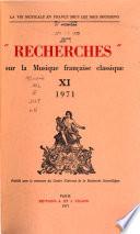 Recherches sur la musique française classique