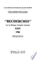 Recherches sur la musique française classique