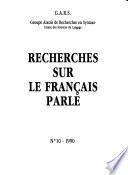 Recherches sur le français parlé