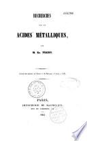 Recherches sur les acides métalliques