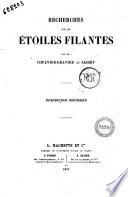 Recherches sur les étoiles filantes introduction historique par MM. Coulvier-Gravier et Saigey