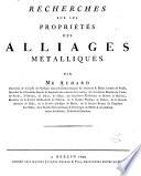 Recherches Sur Les Propriétés Des Alliages Métalliques