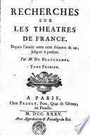 RECHERCHES SUR LES THEATRES DE FRANCE