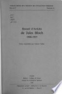 Recueil d'articles de Jules Bloch, 1906-1955
