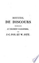 Recueil de discours prononcés au Parlement d'Angleterre