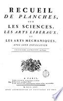 Recueil de planches, sur les sciences, les arts libéraux, et les arts méchaniques, avec leur explication