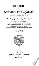 Recueil de poésies françoises des XVe et XVIe siècles