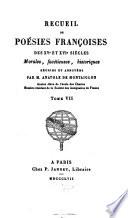 Recueil de poésies franc̜oises des XVe et XVIe siècles