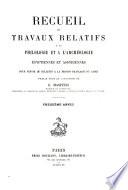 Recueil de travaux relatifs à la philologie et à l'archéologie égyptiennes et assyriennes