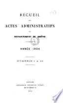 Recueil des actes administratifs - Rhône, Préfecture