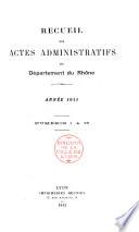 Recueil des actes administratifs - Rhône, Préfecture