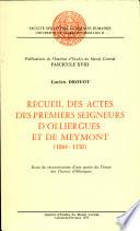 Recueil des actes des premiers seigneurs d'Olliergues et de Meymont